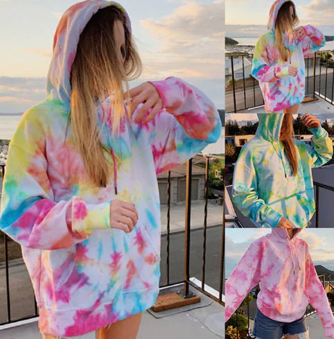 Gradient Tie-Dye Long-Sleeved Hooded Sweater - Kia Day Design