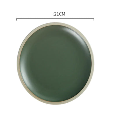 Morandi Ceramic Round Dinner Plates - Green 8inches - plates