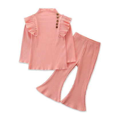 Girls Ruffled Long Sleeve Shirt and Pants