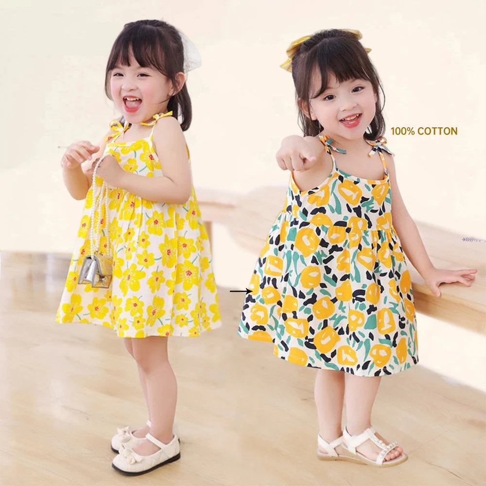 Summer Sleeveless Print Cotton Casual Dresses