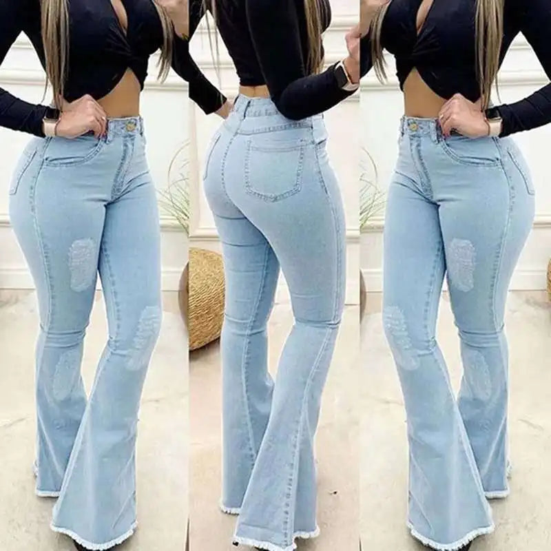 High Waist Boot Cut Jeans Flared Leg Denim