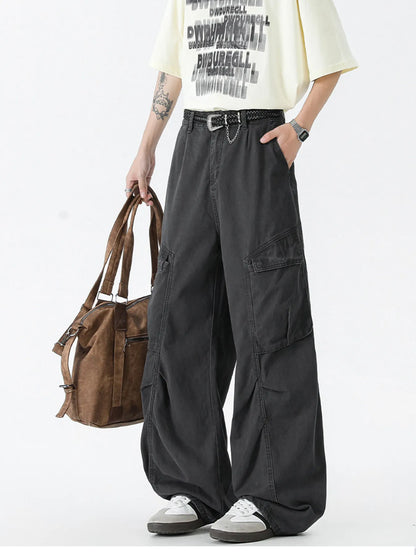 Men's Vintage Washed Cargo Jeans - Grey -