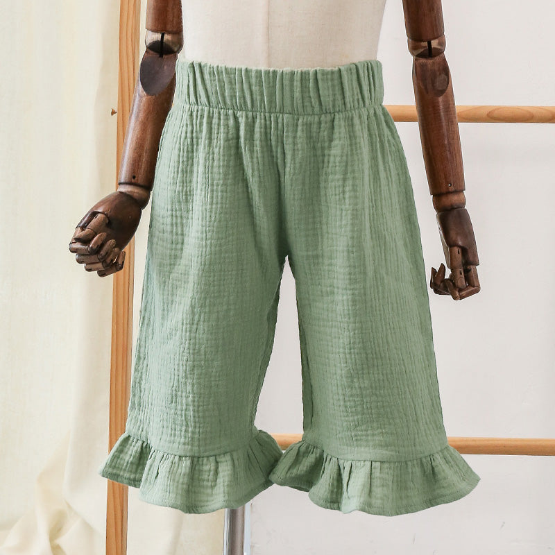 Cotton Girls Flared Pants - Casual Ankle-Length Pants - - pants