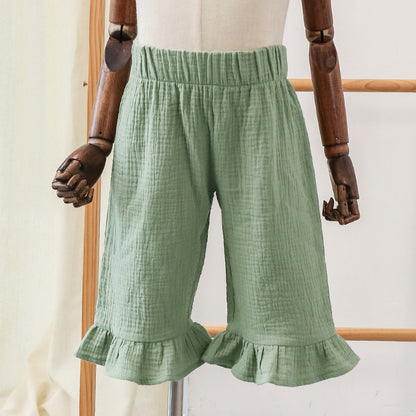 Cotton Girls Flared Pants - Casual Ankle-Length Pants - - pants