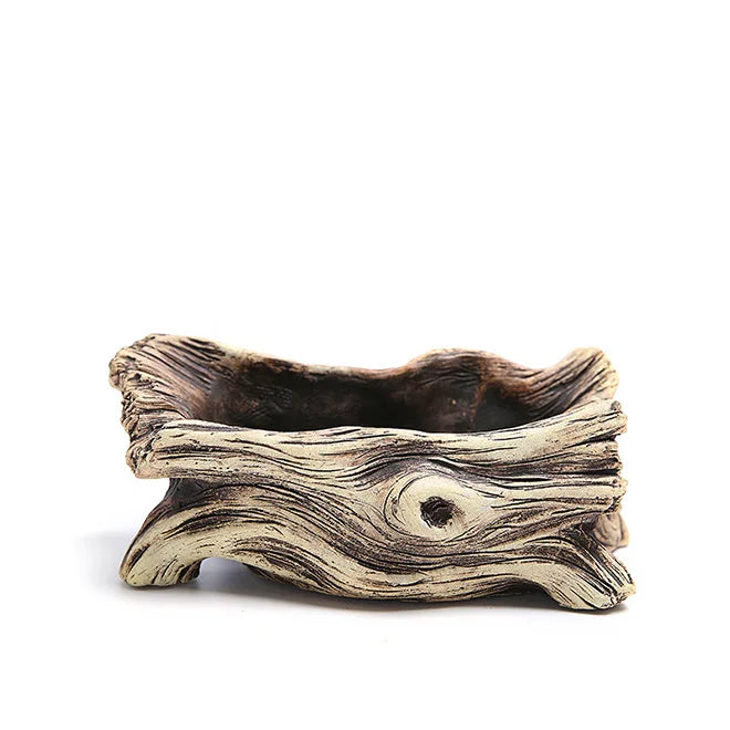 Driftwood Planter Wood Vintage Plant Container Cement Flower Pot