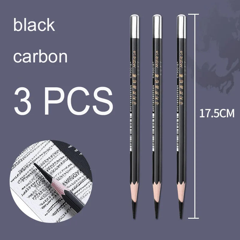 1/3/6 Pcs White Charcoal Pencil Soft Medium Hard Charcoal Art Supplies