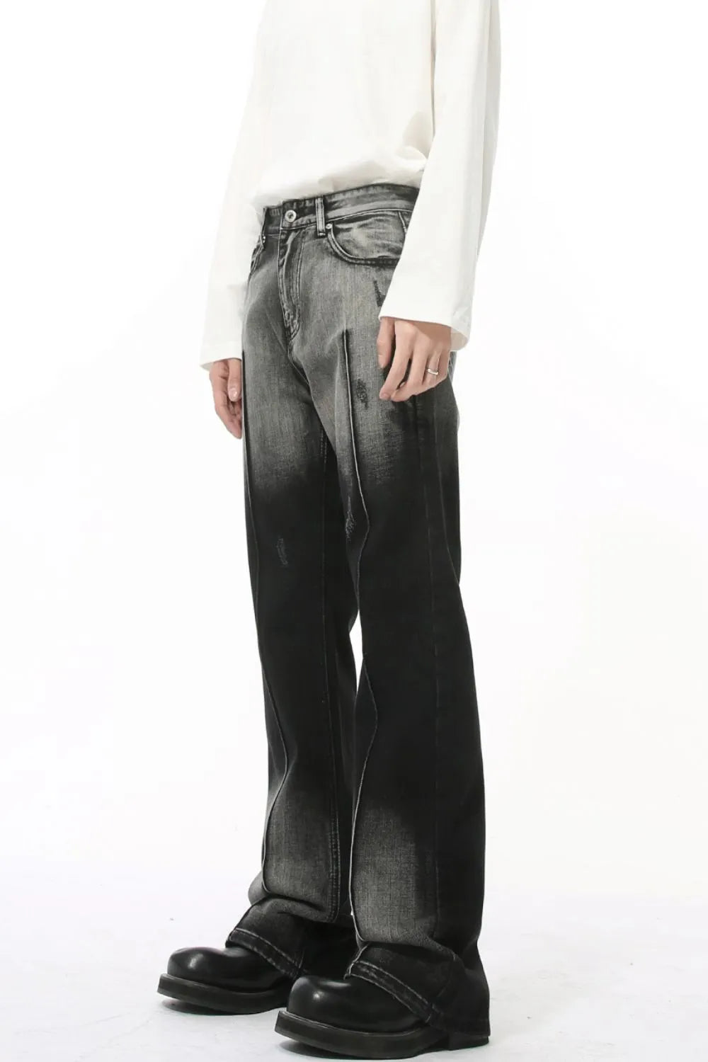 Pocketed High Waist Jeans - -