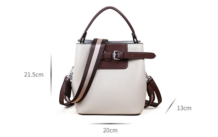 Genuine leather crossbody bucket bag all-match shoulder bag - -