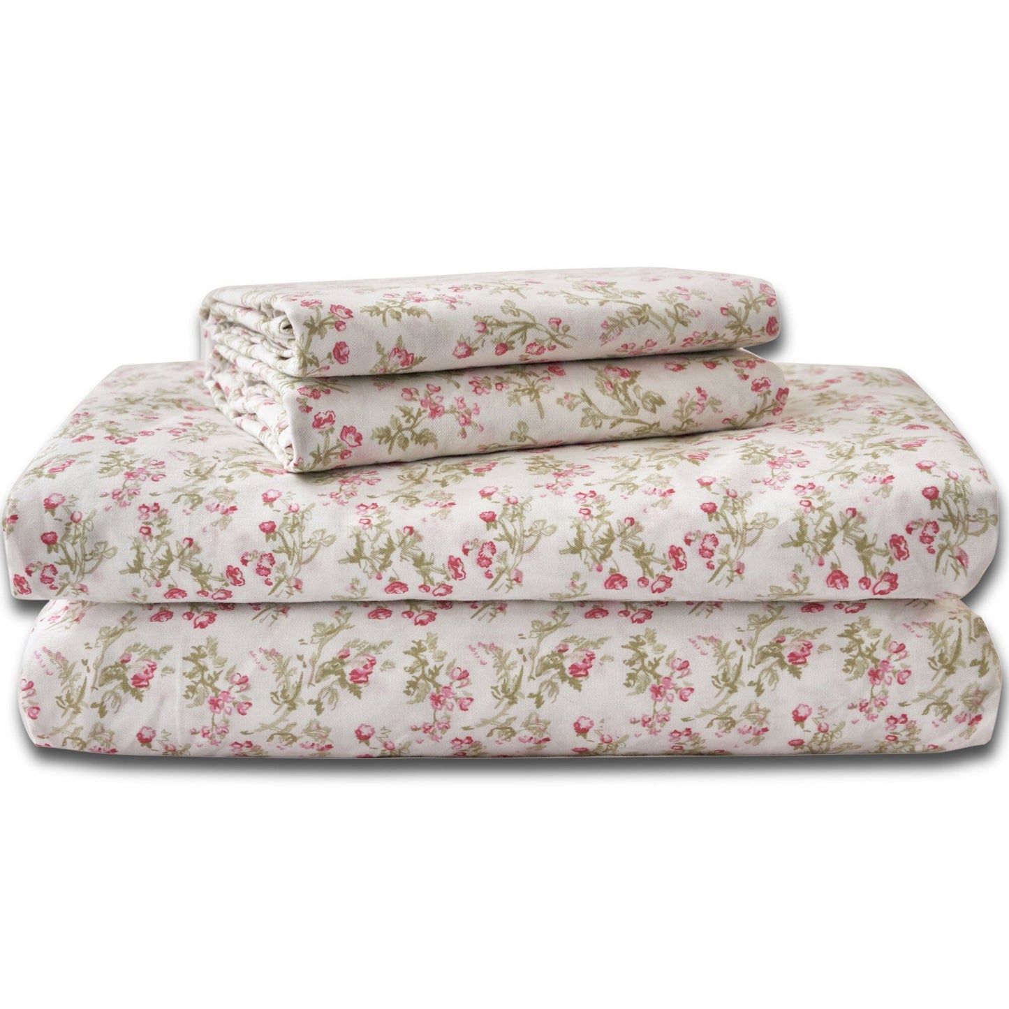 DaDa Bedding Collection Romantic Coquette Sheet Set - 100% Cotton [ Poplin Cotton ] Floral Fitted & Flat Sheets with Pillowcases - Deep Pocket Design - Soft, Breathable, Wrinkle-Resistant- DaDalogy Bedding Collection- {{Product type}}