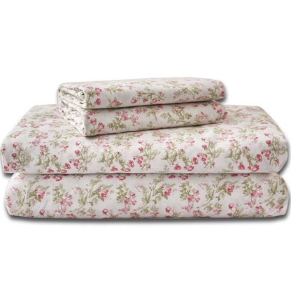 DaDa Bedding Collection Romantic Coquette Sheet Set - 100% Cotton [ Poplin Cotton ] Floral Fitted & Flat Sheets with Pillowcases - Deep Pocket Design - Soft, Breathable, Wrinkle-Resistant- DaDalogy Bedding Collection- {{Product type}}