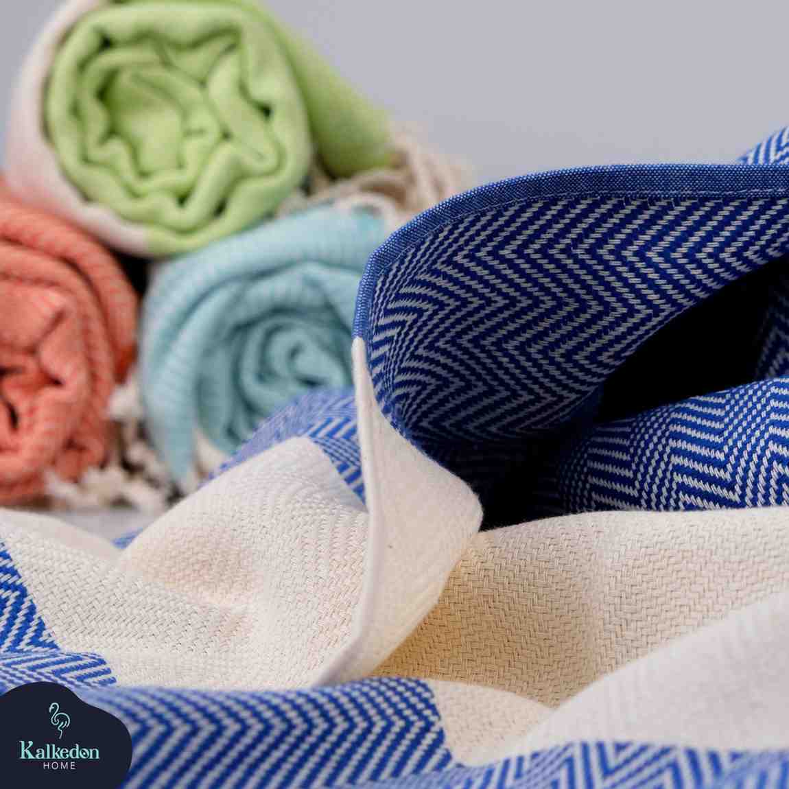Herringbone Turkish Towel - Dark Blue - Towels