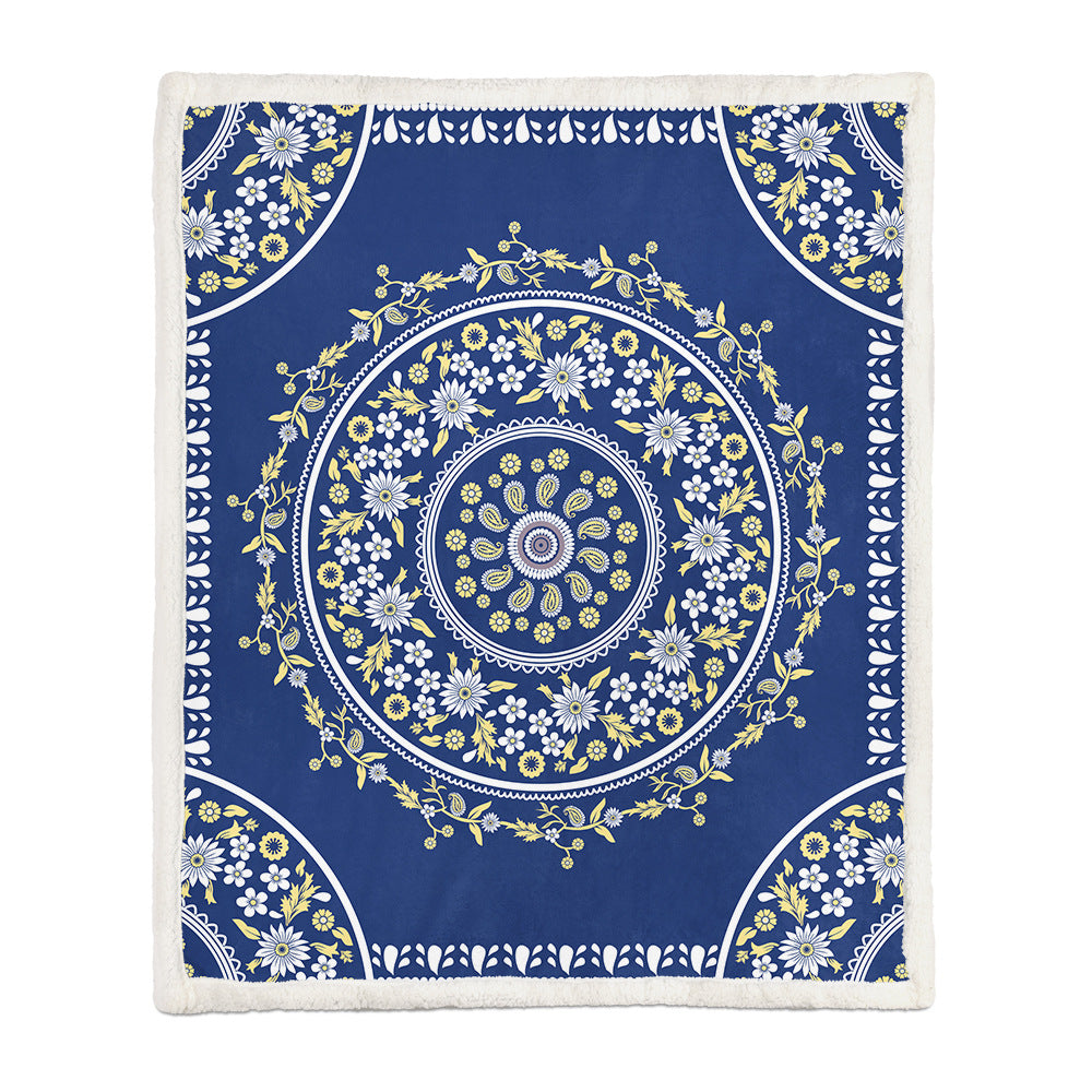 Chinese Floral Flannel Blanket – Soft Printed Throw in Multiple Sizes - 5 Style - Blankets