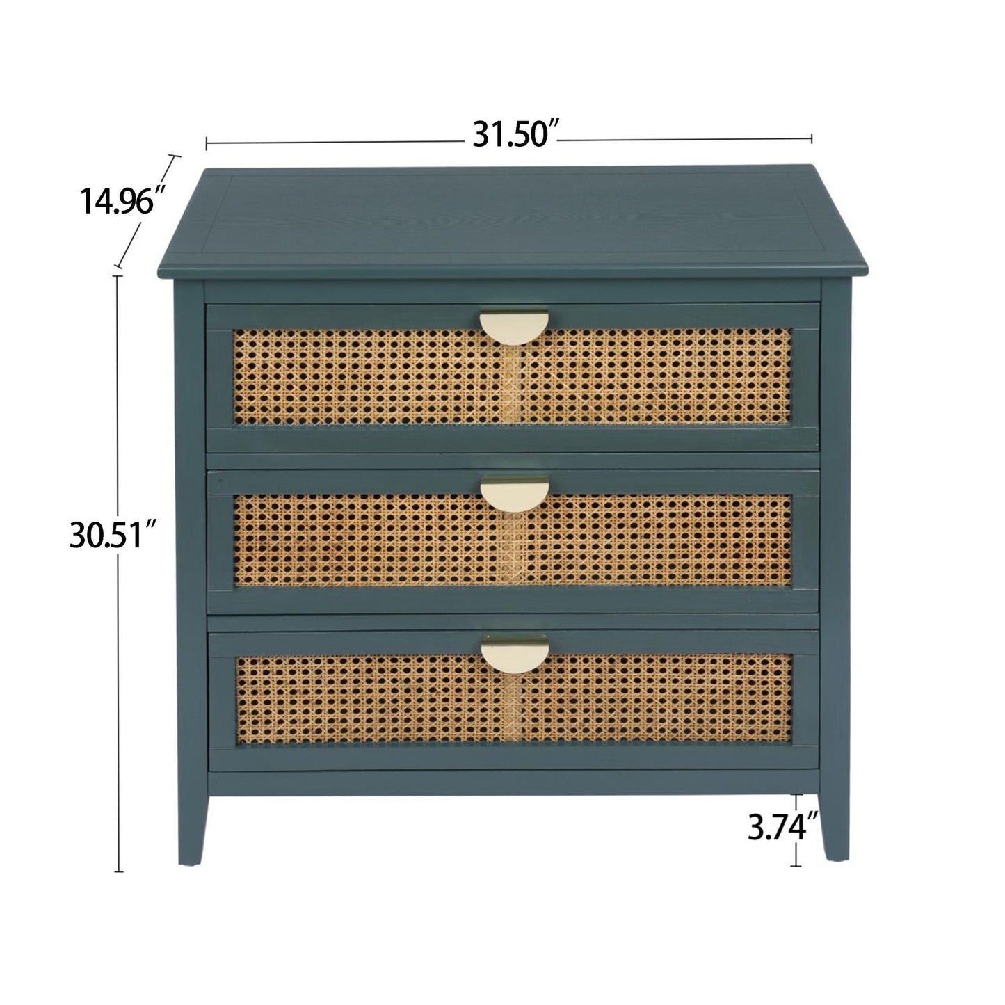 3 Drawer Cabinet, Natural Rattan, American Furniture- Unique Piece Furniture- {{Product type}}