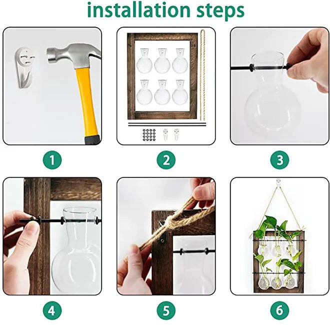 Double Layer Wall Hanging Glass Propagate Station With 6 Bulbs for Plants