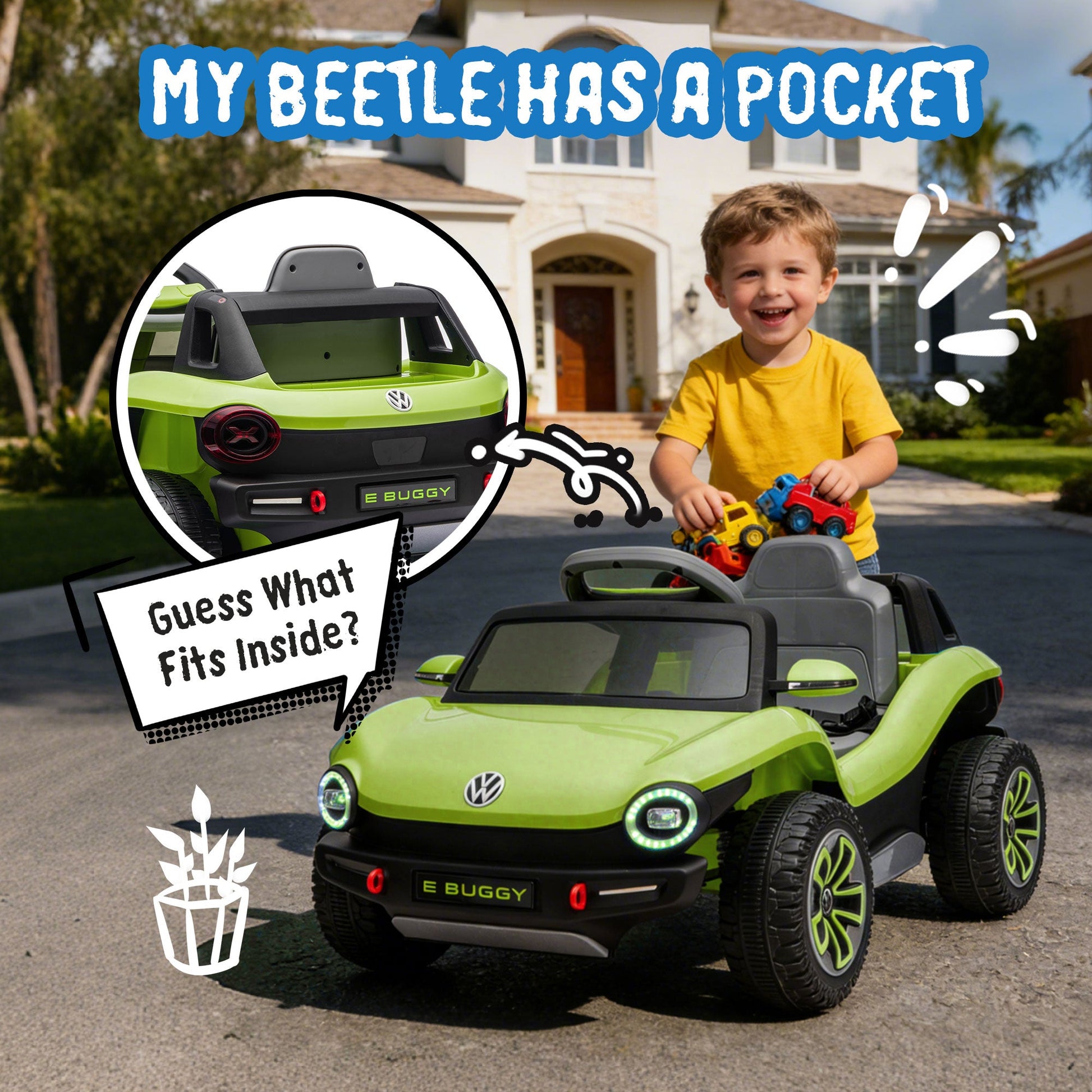 12V Licensed Volkswagen Beetle Kids Ride On Electric Car - - Kids Bikes & Riding Toys
