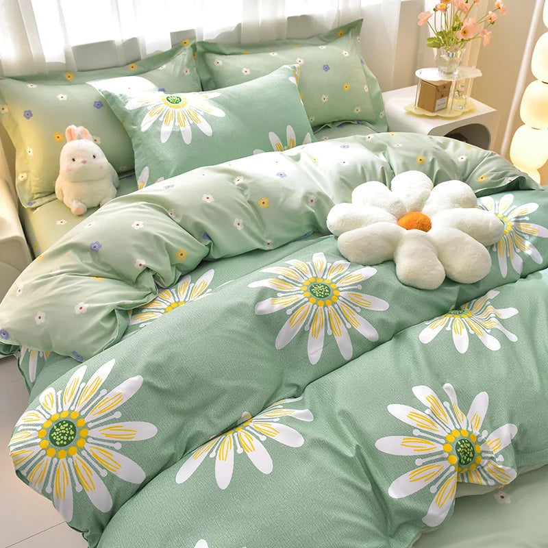 4pcs Microfiber Plant Bedsheets Bedding Set Bedcover Set