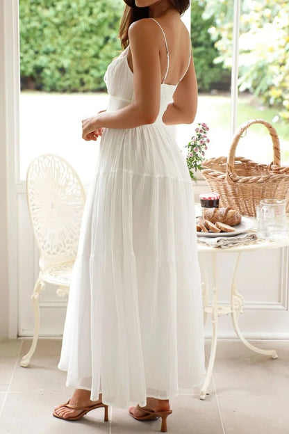 Ruched Smocked Back Cami Dress - -