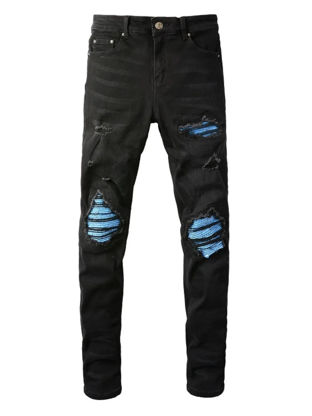Men's Distressed Skinny Jeans - Black -
