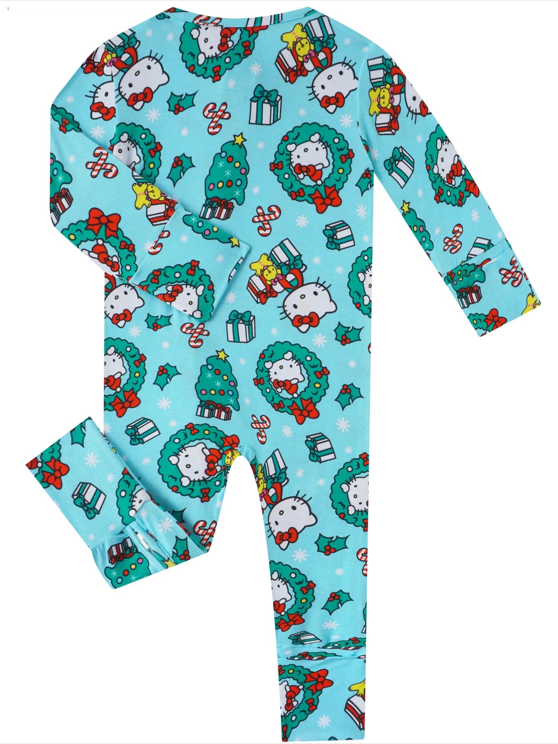 PoshTOT Sanrio Hello Kitty Wreath Bamboo Baby Convertible Zippy Romper - - Zippy Romper