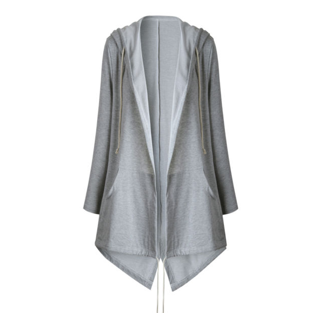 Hooded Long Sleeve Jacket - Grey M - jacket