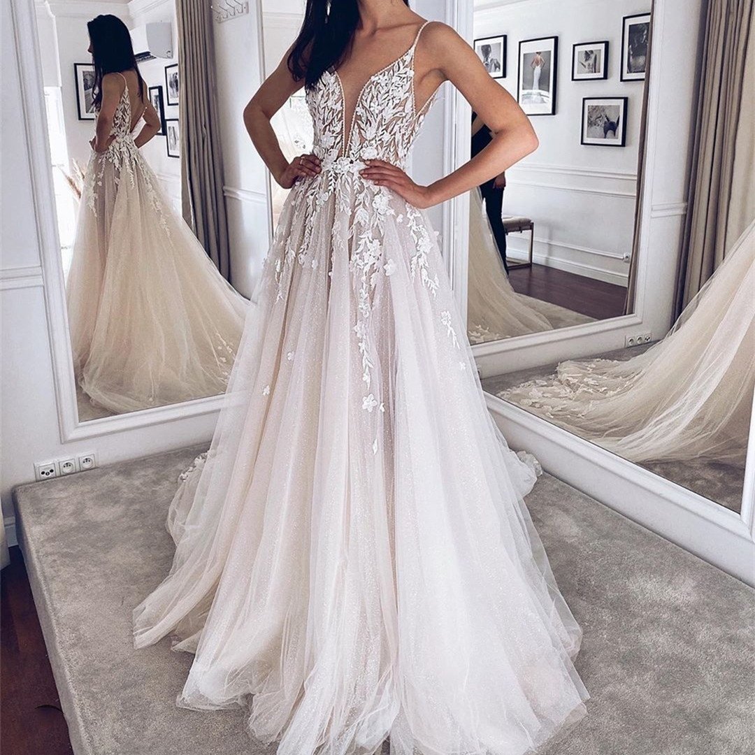 Bridal White Sleeveless Gown - - dress