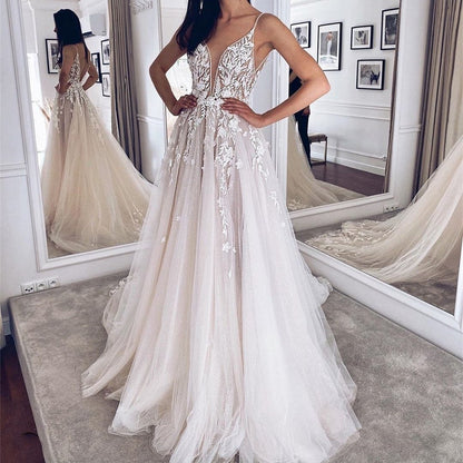 Bridal White Sleeveless Gown - - dress