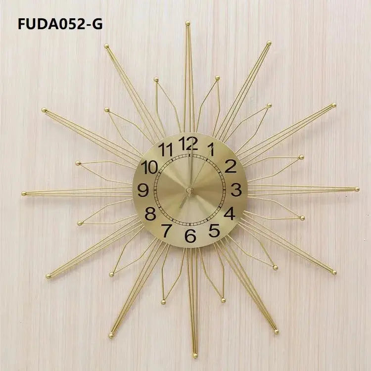 60cm 3d Sun Shaped Retro Hanging Clock Creative Silent Iron Nordic Wall Clock