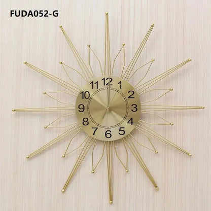 60cm 3d Sun Shaped Retro Hanging Clock Creative Silent Iron Nordic Wall Clock