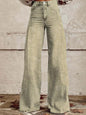 Colored Striped High-Waisted Wide Leg Jeans - Yellow - jeans