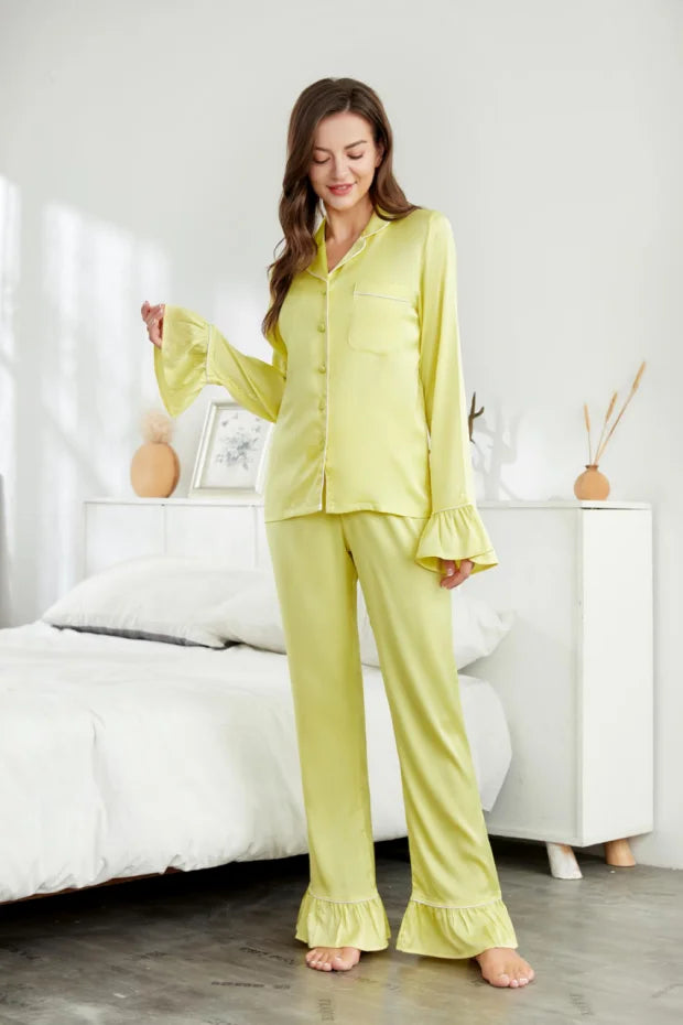 Yellow Duck Silk  Pajama 2024 Summer Hot Selling Stain Silk With Pajama Headband