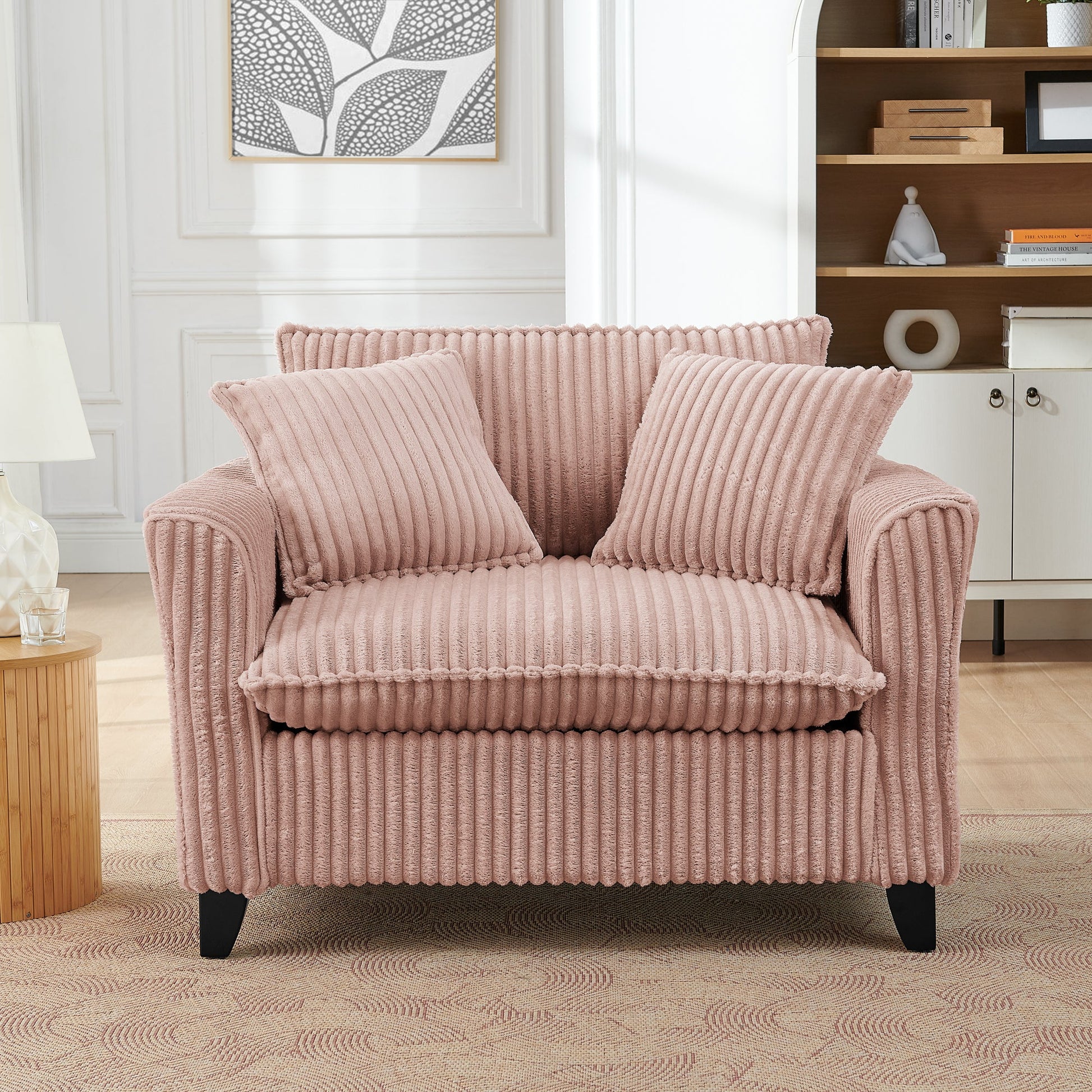 Lazy sofa chair, comfortable single-person sofa chair, with a backrest and soft seat cushion, having armrests on both sides, suitable for living room and bedroom - Pink- Montret- {{Product type}}