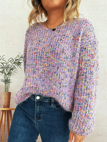 Colorful Long Sleeve Sweater - -