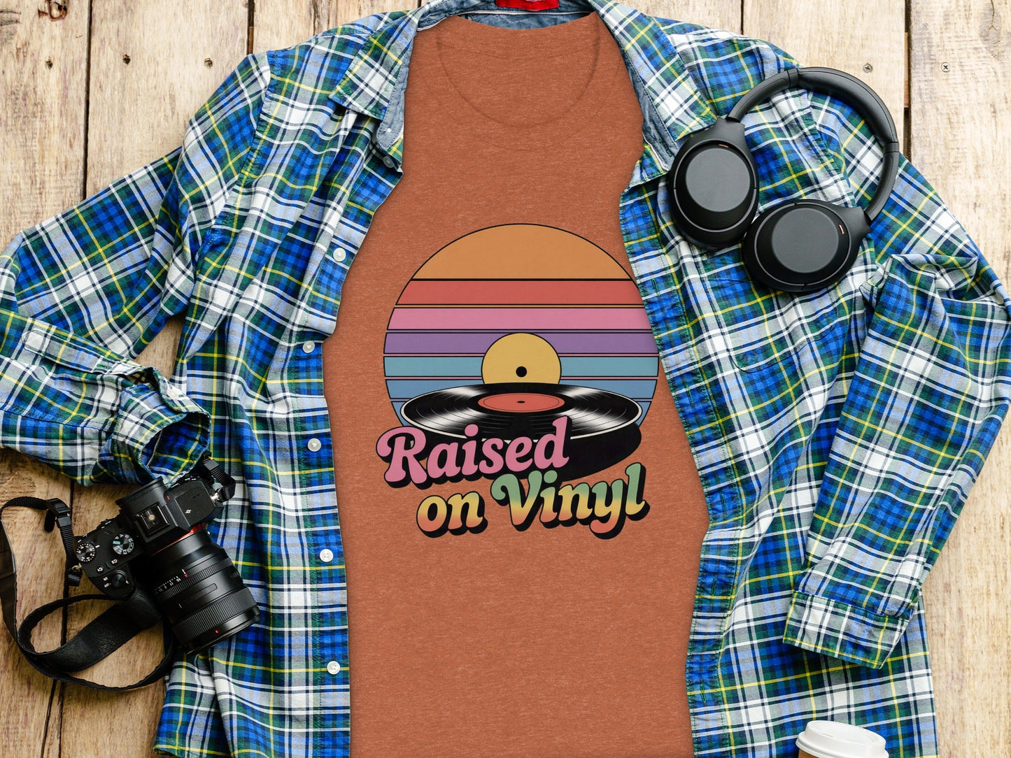 Raised On Vinyl Vintage Retro Style Design Graphic T-Shirt- Cloud 16 Clothing Co.- {{Product type}}