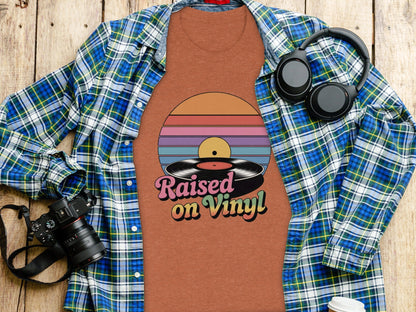 Raised On Vinyl Vintage Retro Style Design Graphic T-Shirt- Cloud 16 Clothing Co.- {{Product type}}