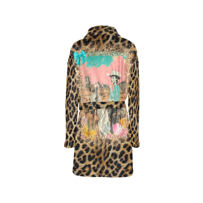 Baha Ranch Retro Pop Western Leopard Cowgirl Robe - - Robes