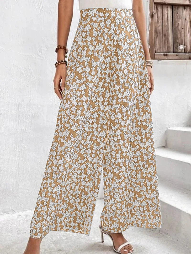 Palazzo Pants Floral Print Casual Loose Ladies High Waist Wide Leg Pants