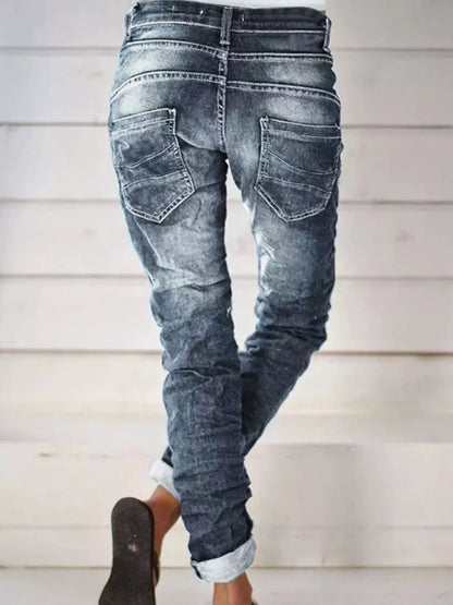Full Size Washed Button-Fly Jeans Plus Size - -
