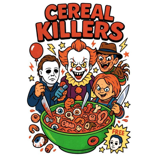 Cereal Halloween Characters T-Shirt – Custom Spooky Cartoon Tee, Black Short Sleeve Shirt for Men & Women - Cereal Killers - T-shirt