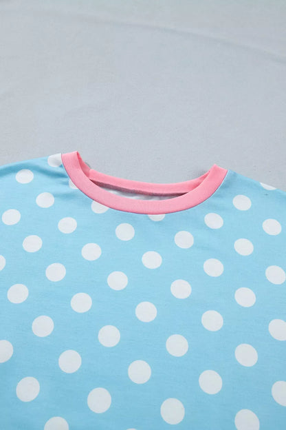 Polka Dot Contrast Trim Top and Drawstring Shorts Set- Shopimist- {{Product type}}