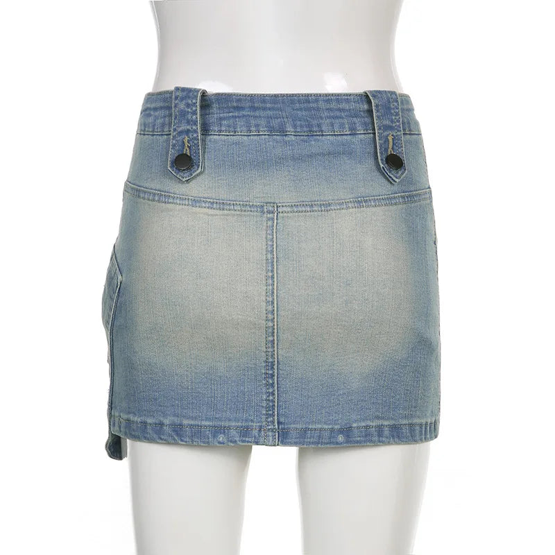 Vintage Denim Mini Skirts Low Rise Skirt