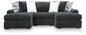 Midnight-Madness - Sectional - Dark Gray 3 Pc. Double Chaise Sectional With Armless Chair - Stationary Sectionals