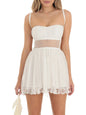 Lace Backless Mini Cami Dress - White -