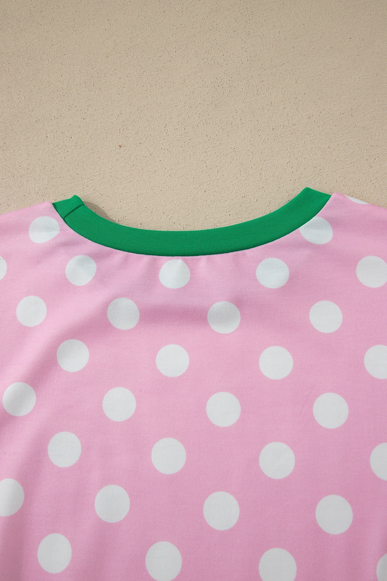 Pink Polka Dot Contrast Edge Casual Short Set - - Two Piece Sets/Short Sets