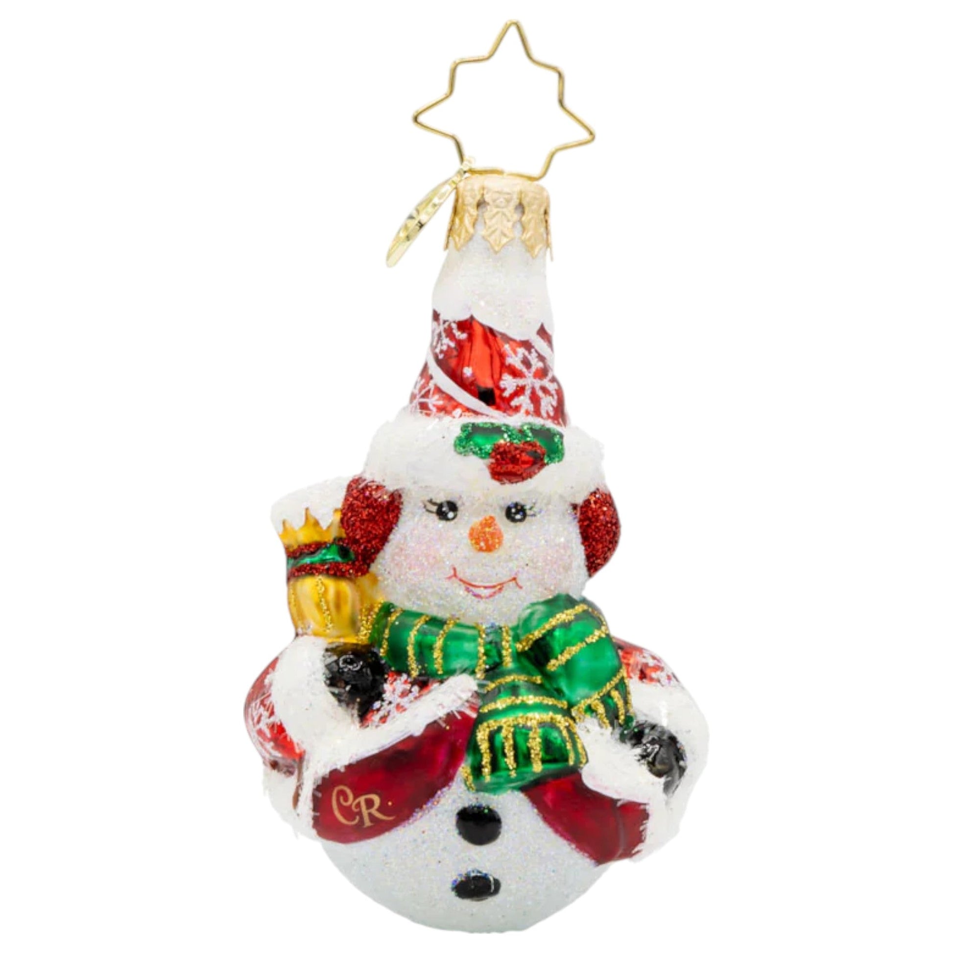 Christopher Radko Little Gem Glass Ornament - Swept Up Snowman Gem - Default Title - Christmas >> Ornaments >> Glass