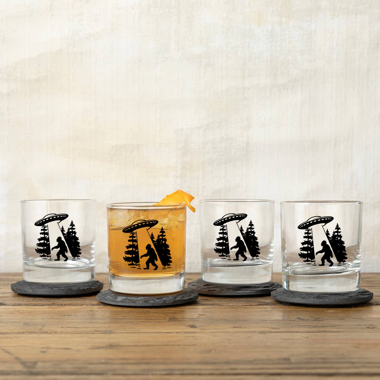 Bigfoot UFO Custom Rocks Glass – 10oz - - Barware