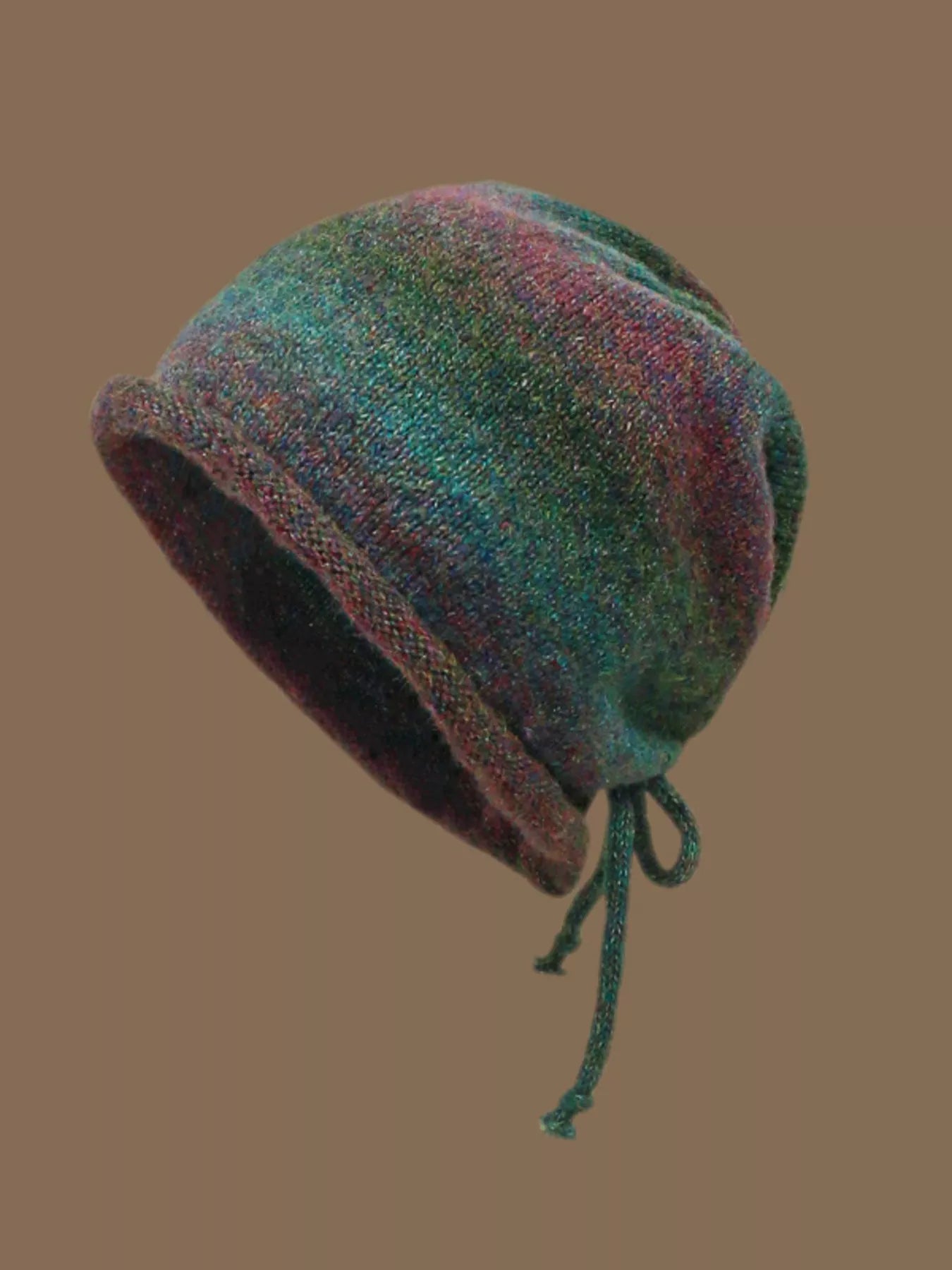 Colorful Knitted Tie-Dye Beanie Hat - Plum Purple One Size -