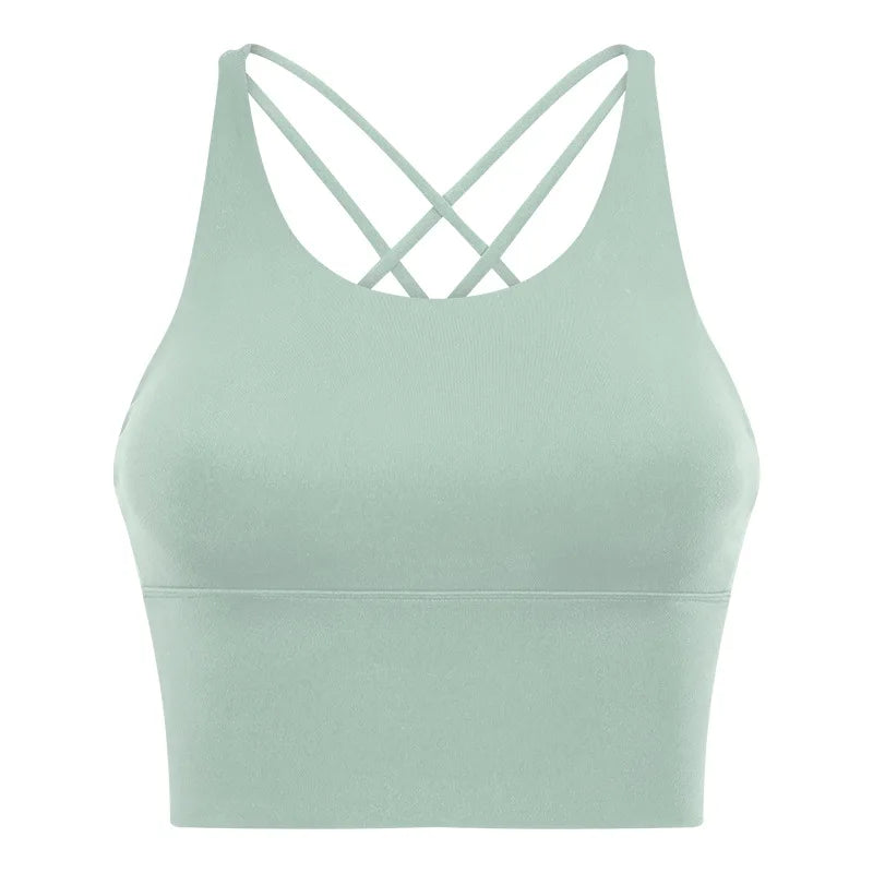 Comfort Full Support Padded Wire Free Cross Back Yoga Sports Bra Seamless