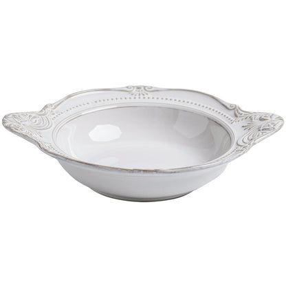 Relief Ceramic Tableware Rice Bowl and Plate Set - Medium size double handle plate 25.2cm - plate set