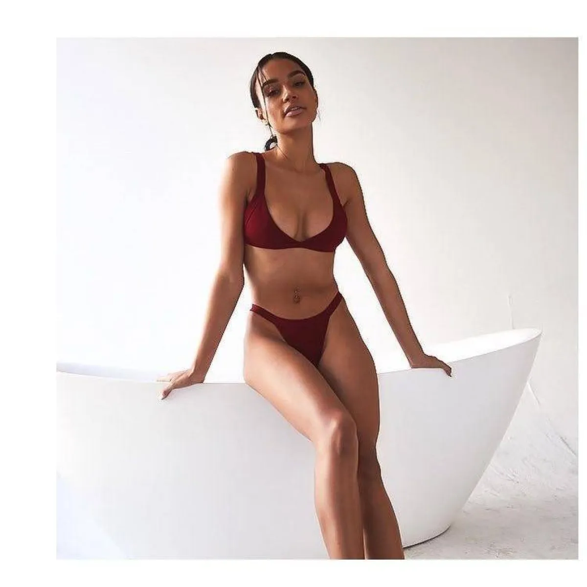 Deep-V Bikini Swimsuit - -