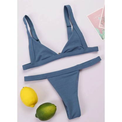 Deep-V Bikini Swimsuit - -